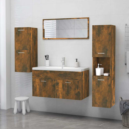 Armadietto Bagno Rovere Fumo 30x30x130 cm in Legno Multistrato - homemem39
