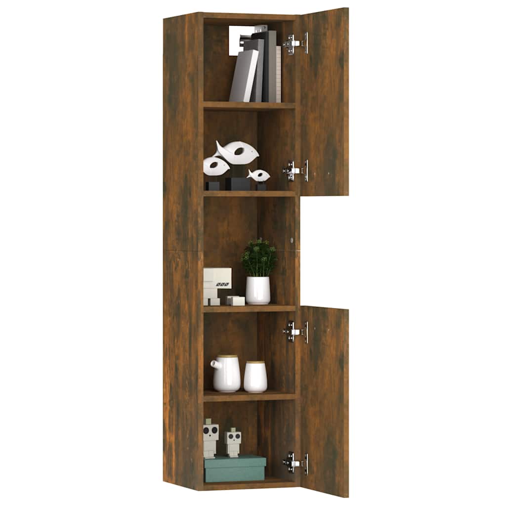 Armadietto Bagno Rovere Fumo 30x30x130 cm in Legno Multistrato | homemem39