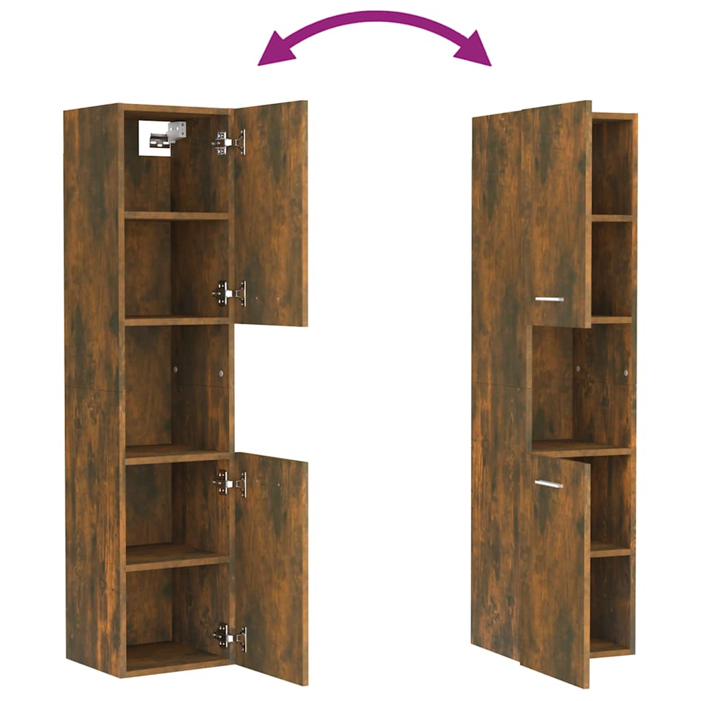 Armadietto Bagno Rovere Fumo 30x30x130 cm in Legno Multistrato | homemem39