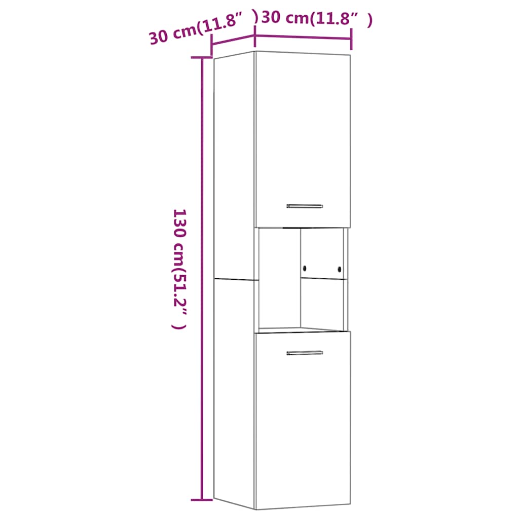 Armadietto Bagno Rovere Fumo 30x30x130 cm in Legno Multistrato | homemem39
