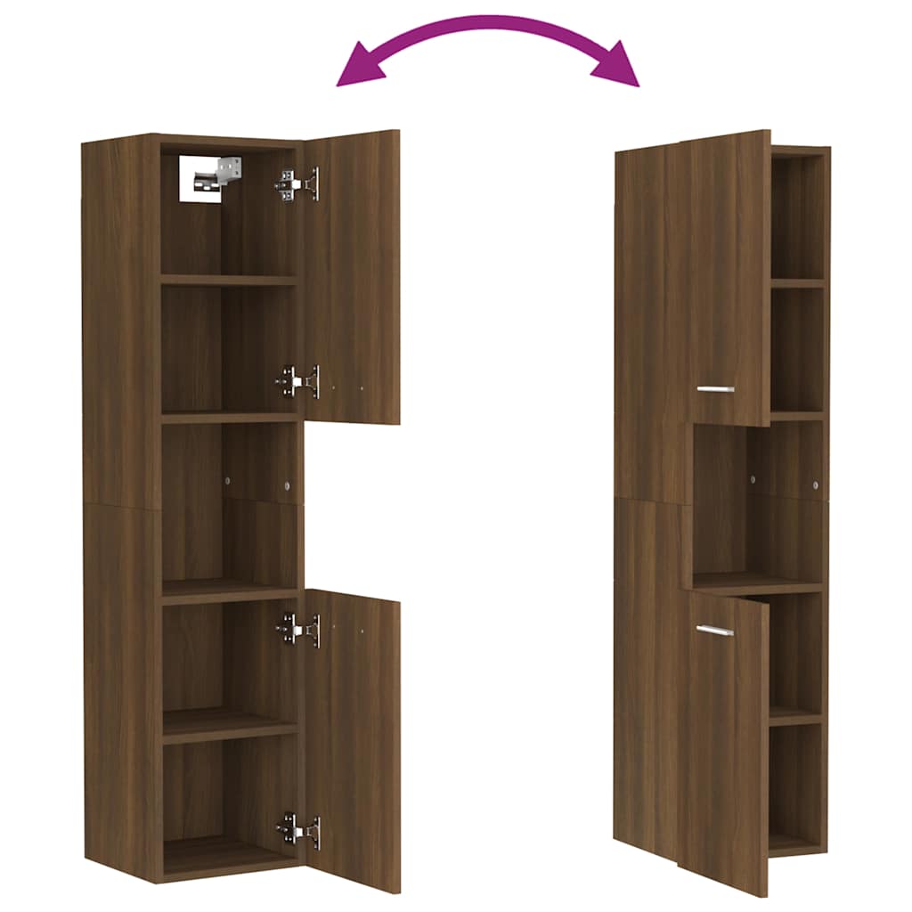 Mobile da Bagno Rovere Marrone 30x30x130cm in Legno Multistrato | homemem39