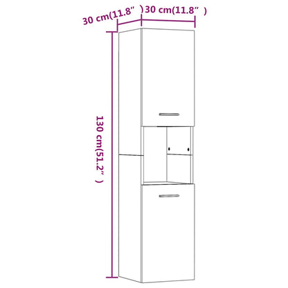 Mobile da Bagno Rovere Marrone 30x30x130cm in Legno Multistrato | homemem39