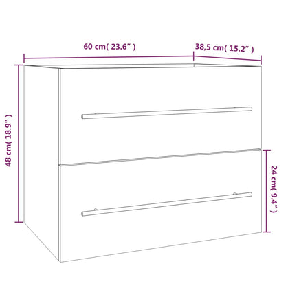 Mobile Lavabo Rovere Fumo 60x38,5x48 cm in Legno Multistrato | homemem39