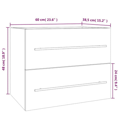 Mobile Lavabo Grigio Sonoma 60x38,5x48 cm in Legno Multistrato
