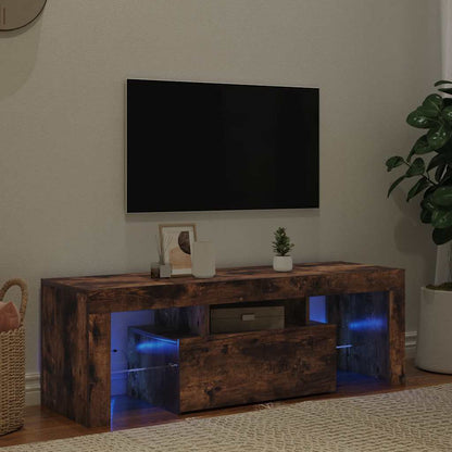 Mobile Porta TV con Luci LED Rovere Fumo 120x35x40 cm