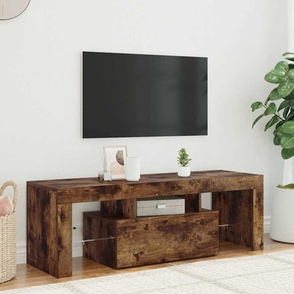 Mobile Porta TV con Luci LED Rovere Fumo 120x35x40 cm