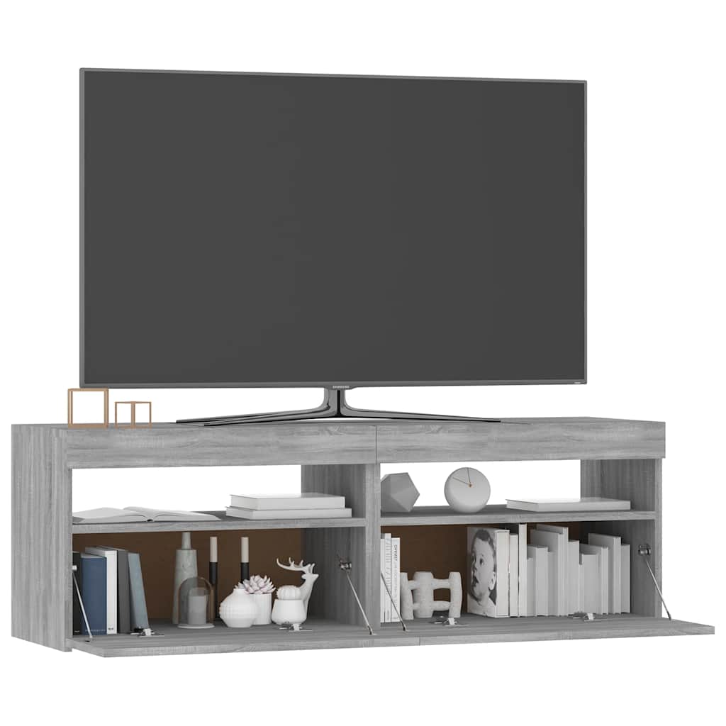 Mobile Porta TV con Luci LED Grigio Sonoma 120x35x40 cmcm