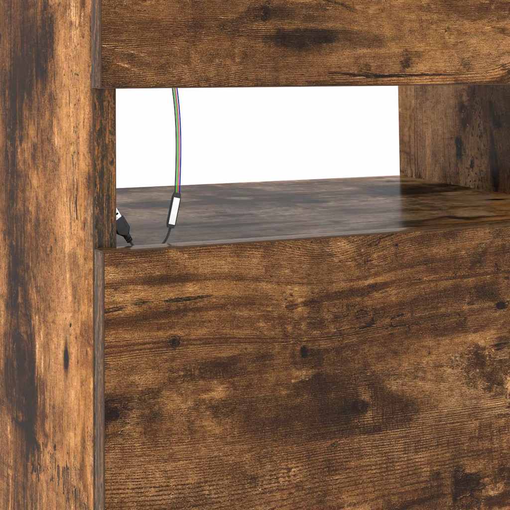 Mobile Porta TV con Luci LED Rovere Fumo 90x35x40 cm - homemem39