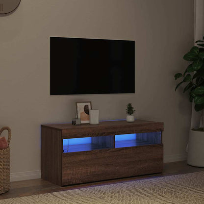 Mobile Porta TV con Luci LED Rovere Marrone 90x35x40 cm - homemem39