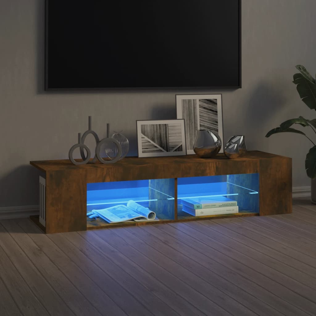 Mobile Porta TV con Luci LED Rovere Fumo 135x39x30 cm - homemem39