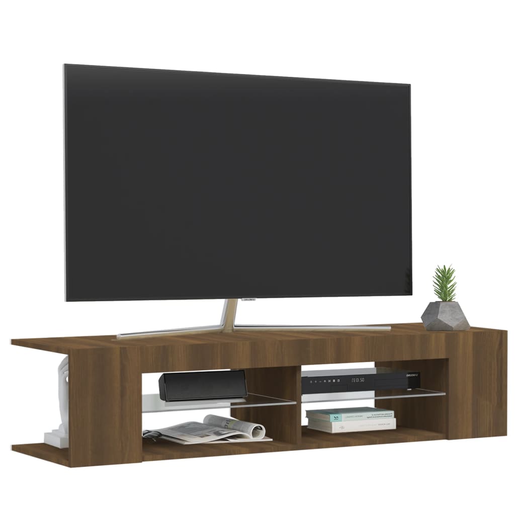 Mobile Porta TV con Luci LED Rovere Marrone 135x39x30 cm - homemem39