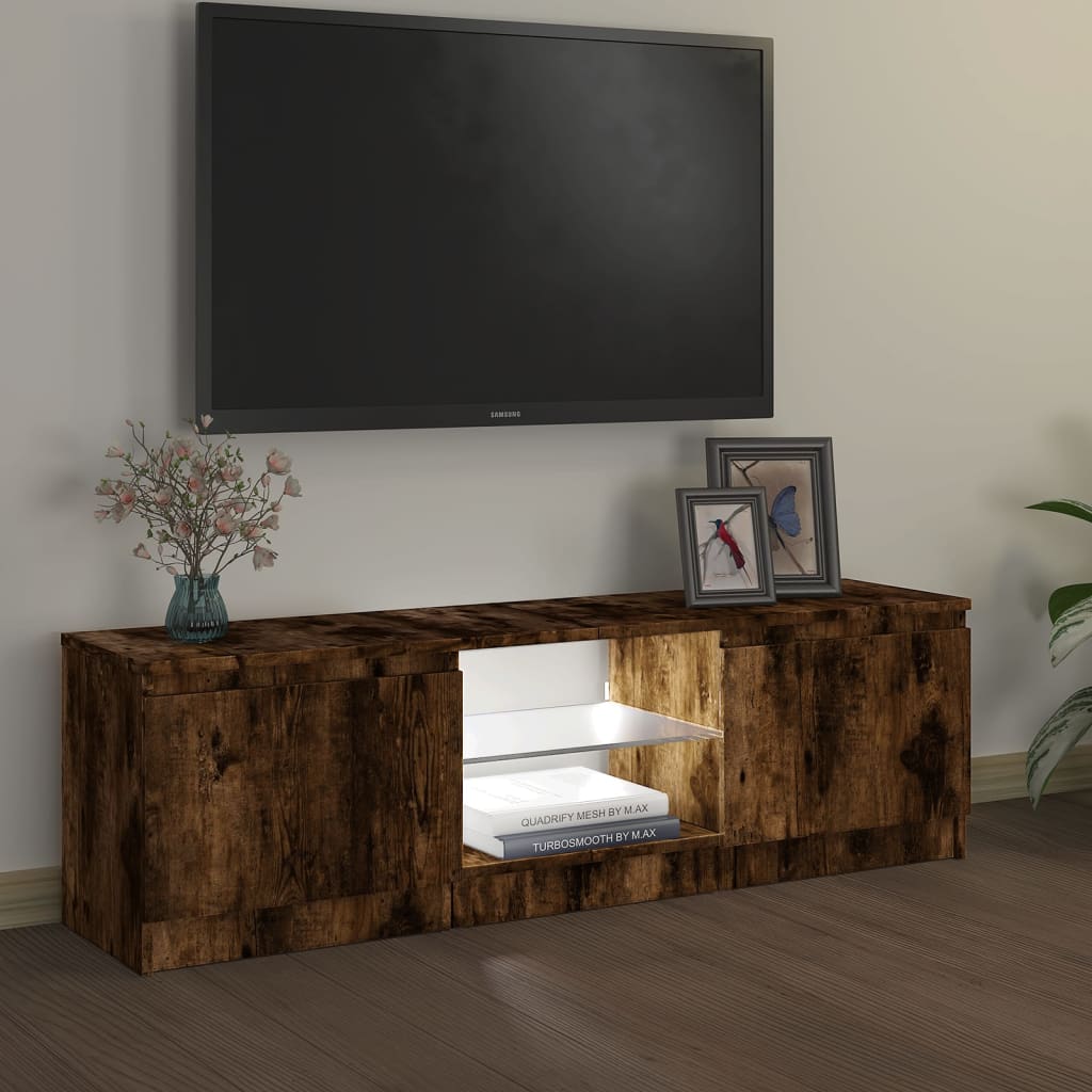 Mobile Porta TV con Luci LED Rovere Fumo 120x30x35,5 cm - homemem39