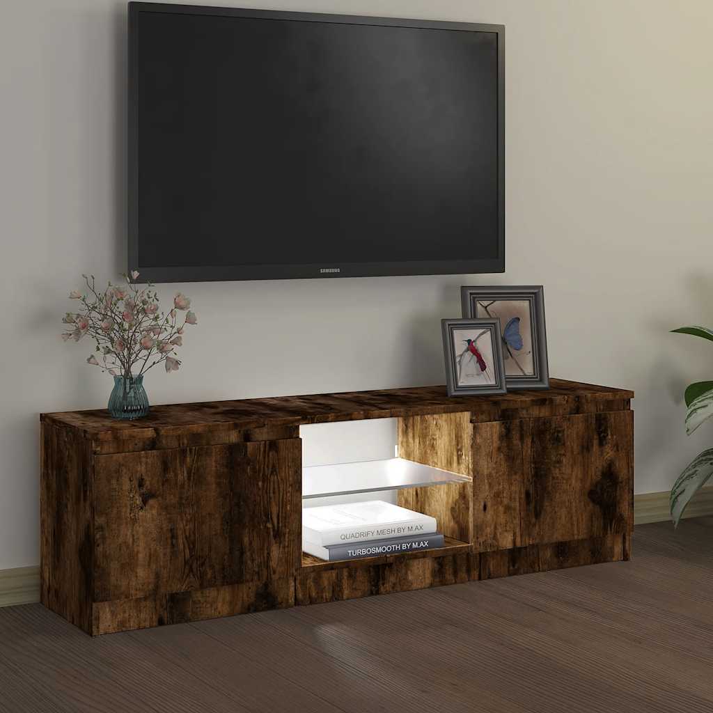 Mobile Porta TV con Luci LED Rovere Fumo 120x30x36 cm - homemem39