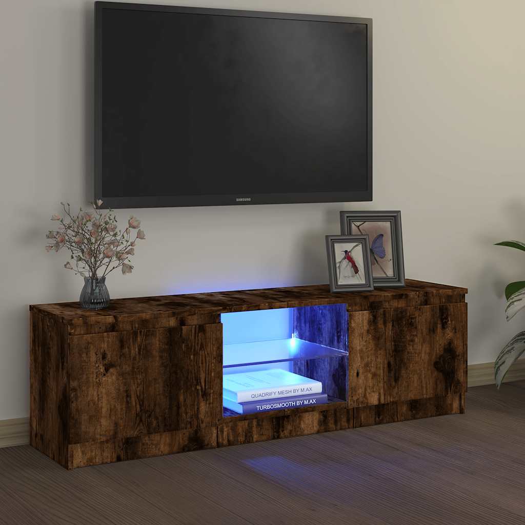 Mobile Porta TV con Luci LED Rovere Fumo 120x30x36 cm - homemem39
