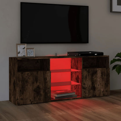 Mobile Porta TV con Luci LED Rovere Fumo 120x30x50 cm