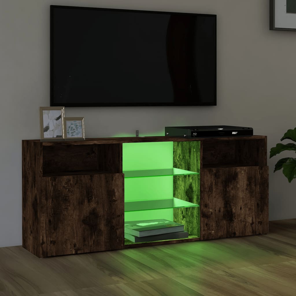 Mobile Porta TV con Luci LED Rovere Fumo 120x30x50 cm