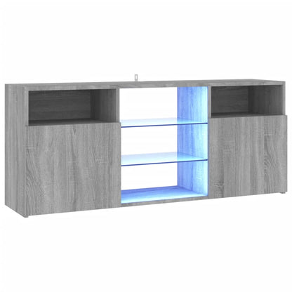 TV Cabinet with Sonoma Gray LED Lights 120x30x50 cm