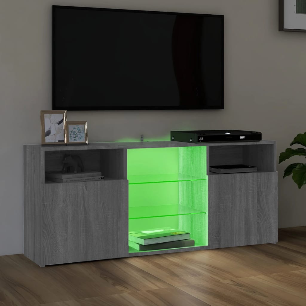 TV Cabinet with Sonoma Gray LED Lights 120x30x50 cm