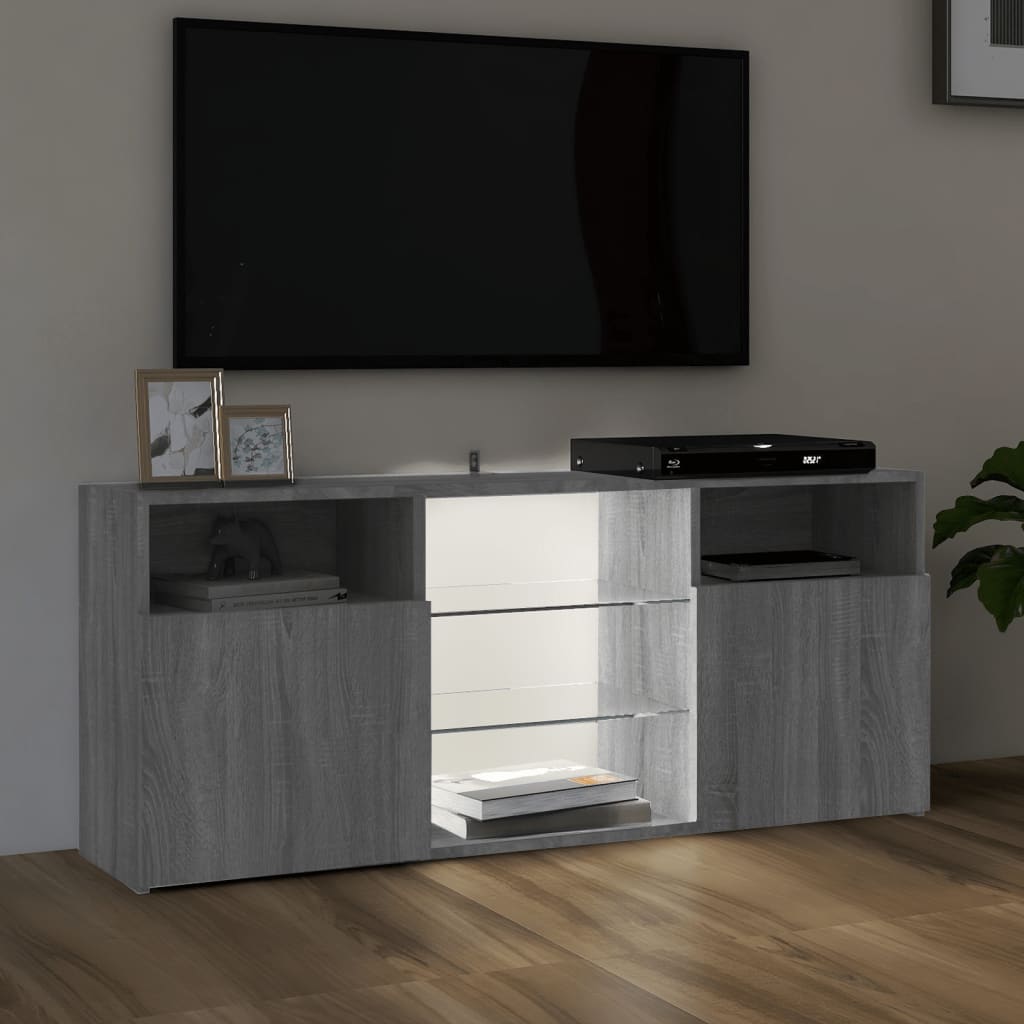 TV Cabinet with Sonoma Gray LED Lights 120x30x50 cm