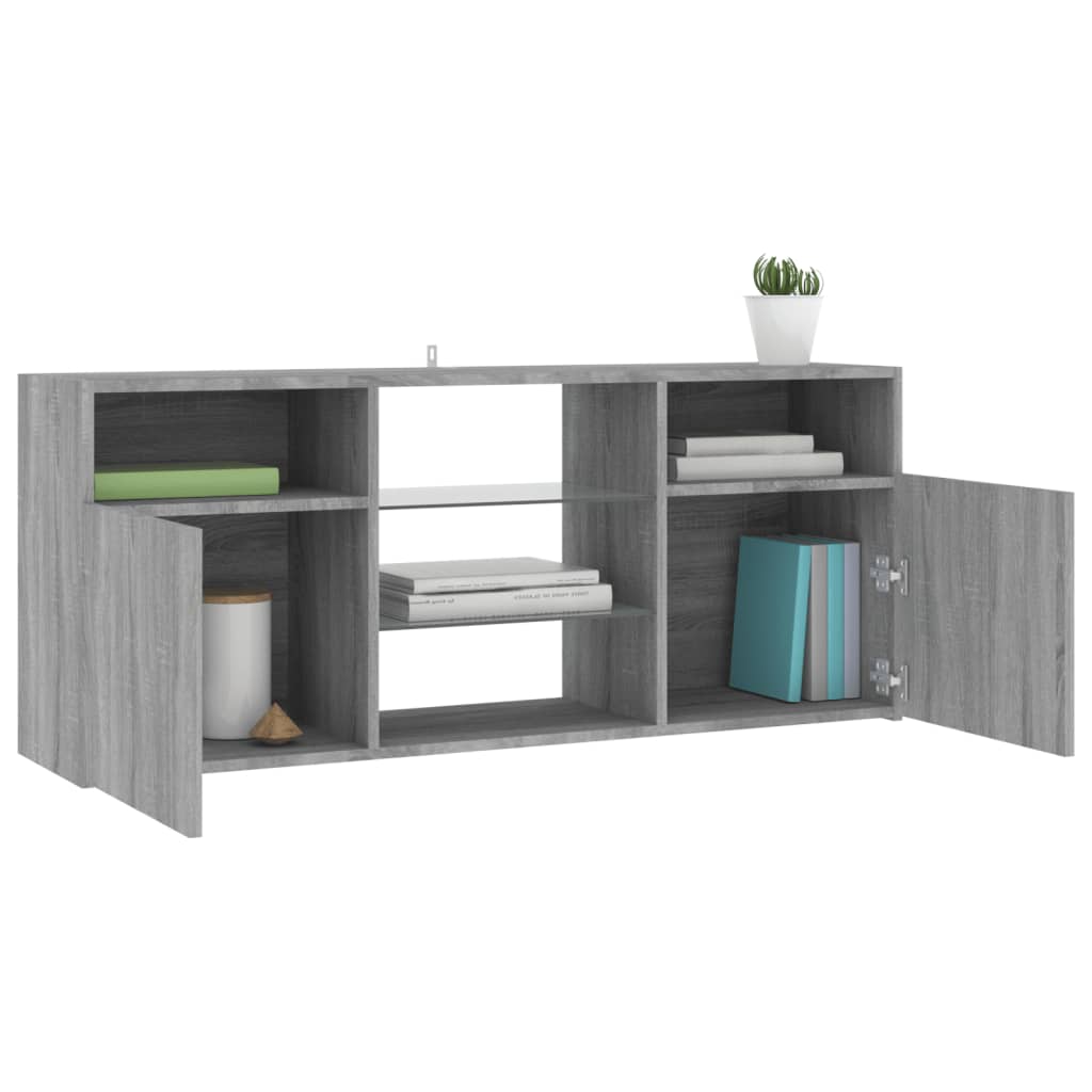 TV Cabinet with Sonoma Gray LED Lights 120x30x50 cm