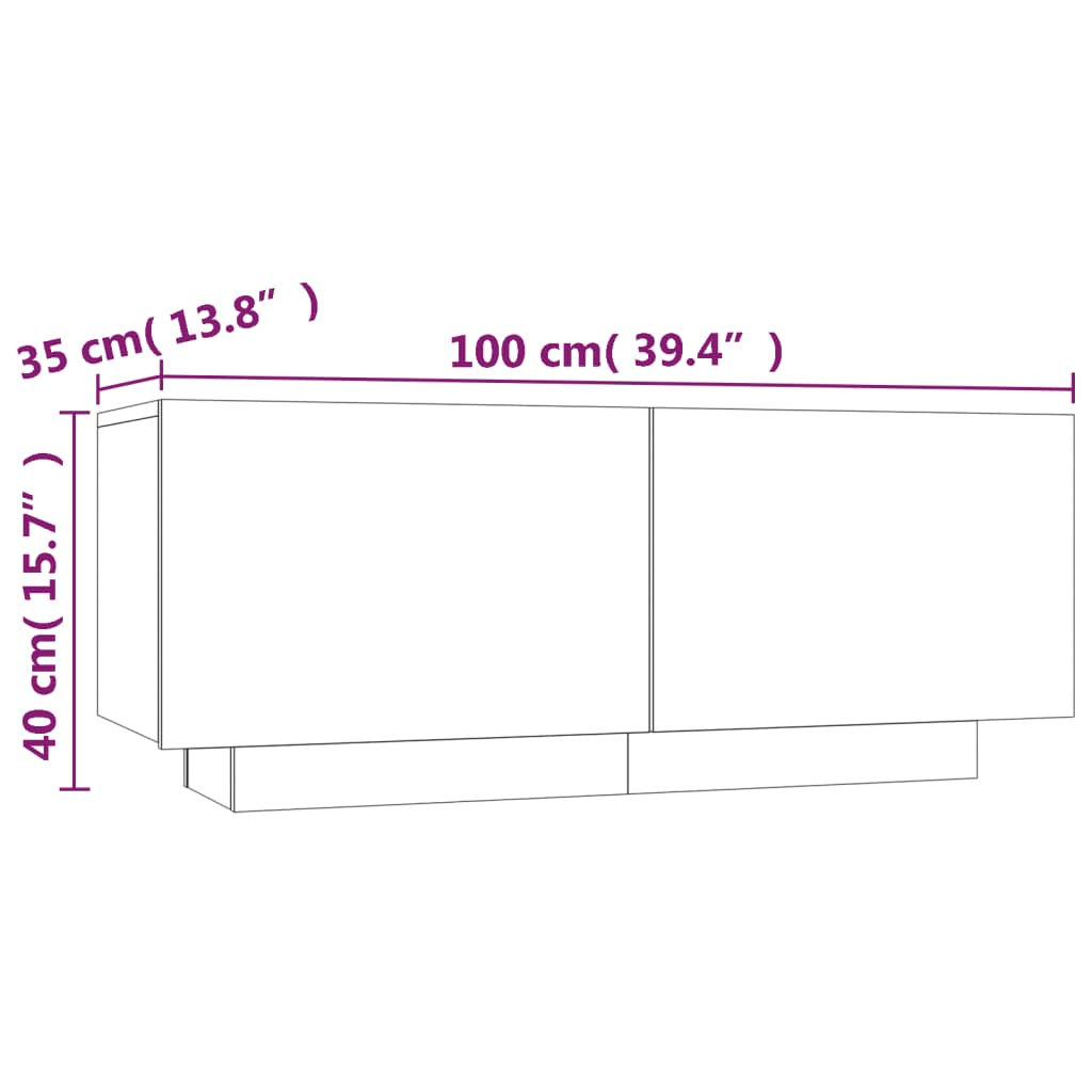 Mobile TV Rovere Fumo 100x35x40 cm in Legno Multistrato