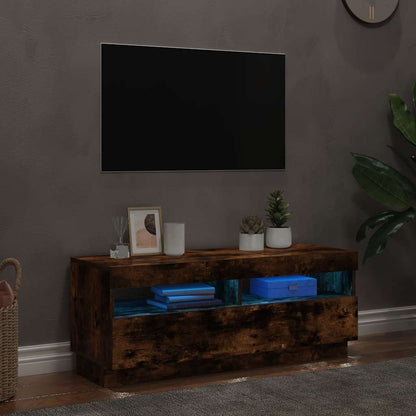 Mobile Porta TV con Luci LED Rovere Fumo 100x35x40 cm - homemem39