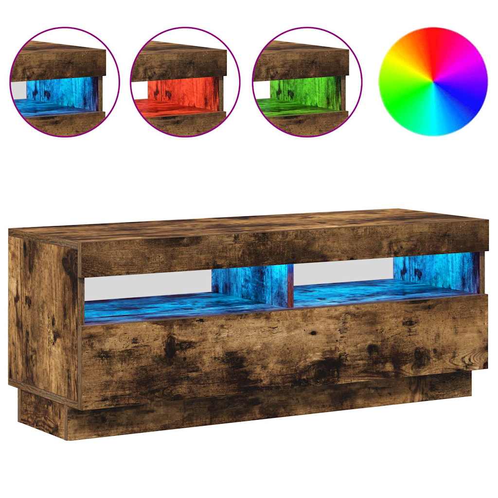 Mobile Porta TV con Luci LED Rovere Fumo 100x35x40 cm - homemem39