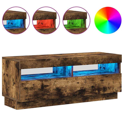 Mobile Porta TV con Luci LED Rovere Fumo 100x35x40 cm - homemem39