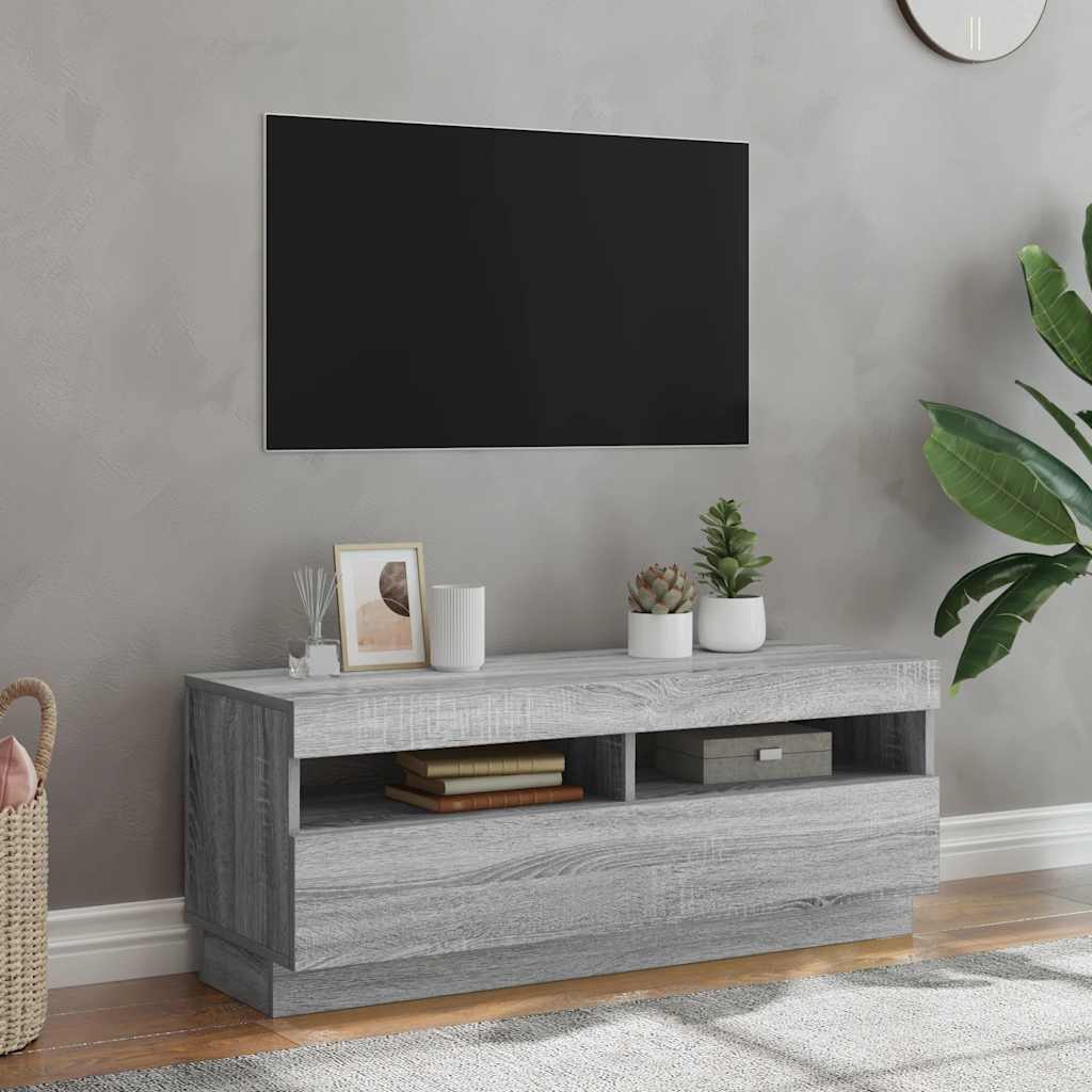 Mobile Porta TV con Luci LED Grigio Sonoma 100x35x40 cm - homemem39