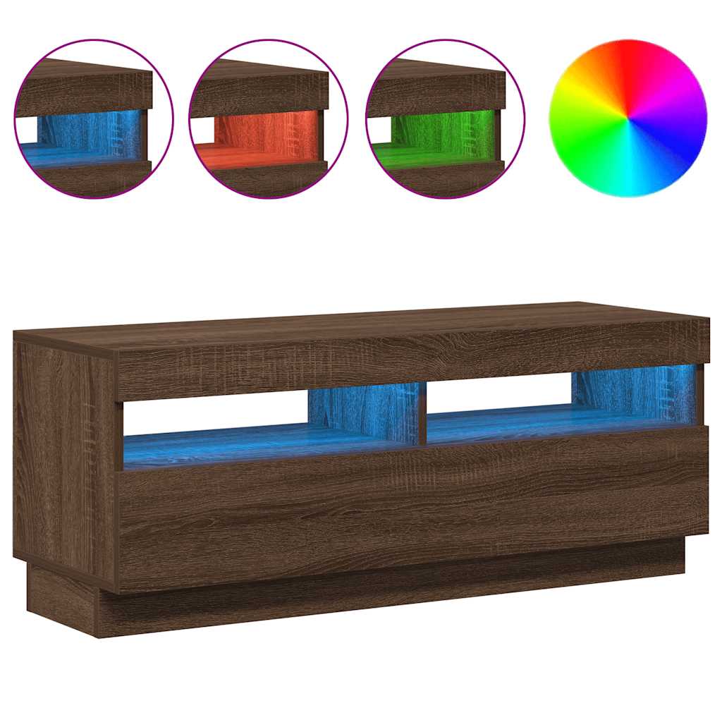 Mobile Porta TV con Luci LED Rovere Marrone 100x35x40 cm - homemem39