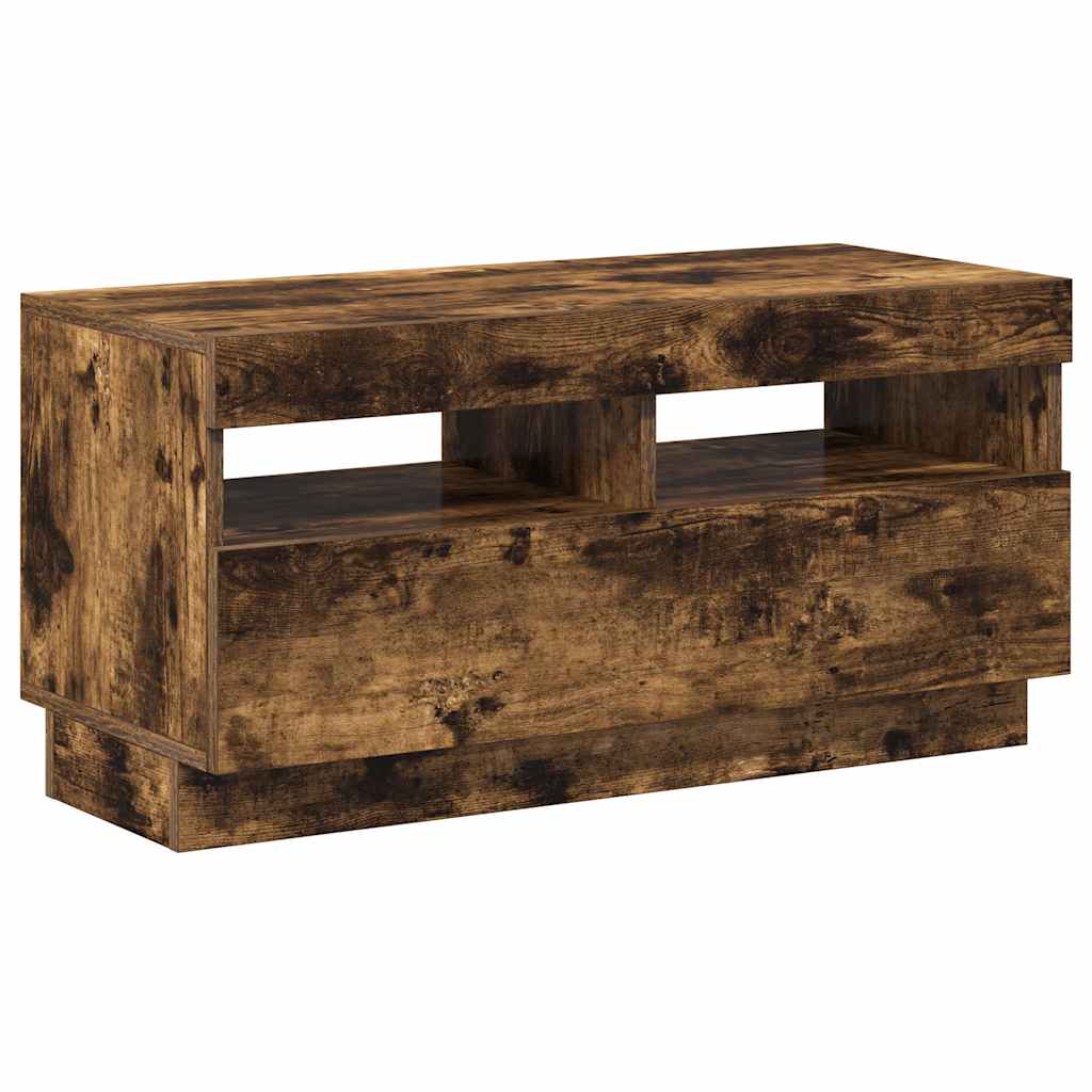 Mobile Porta TV con Luci LED Rovere Fumo 80x35x40 cm - homemem39