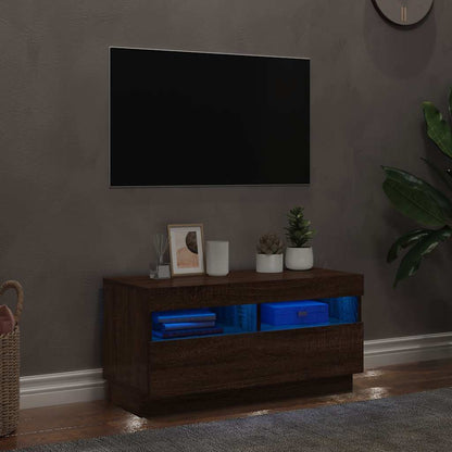 Mobile Porta TV con Luci LED Rovere Marrone 80x35x40 cm - homemem39