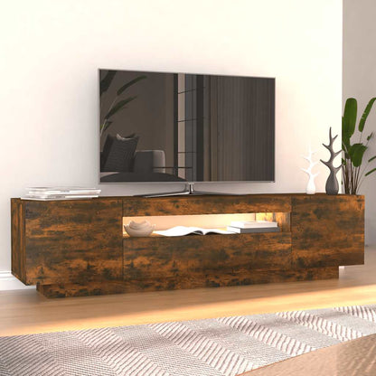 Mobile Porta TV con Luci LED Rovere Fumo 160x35x40 cm - homemem39