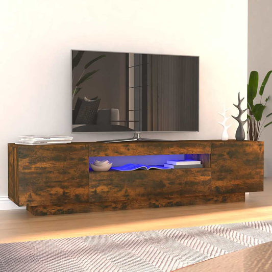 Mobile Porta TV con Luci LED Rovere Fumo 160x35x40 cm - homemem39