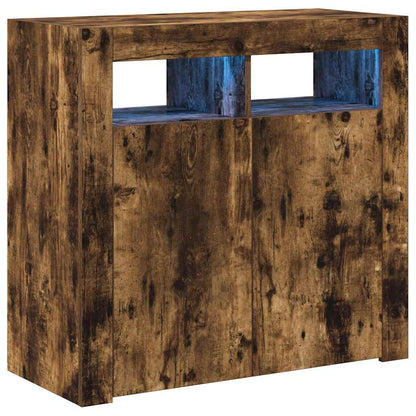 Credenza con Luci LED Rovere Fumo 80x35x75 cm - homemem39