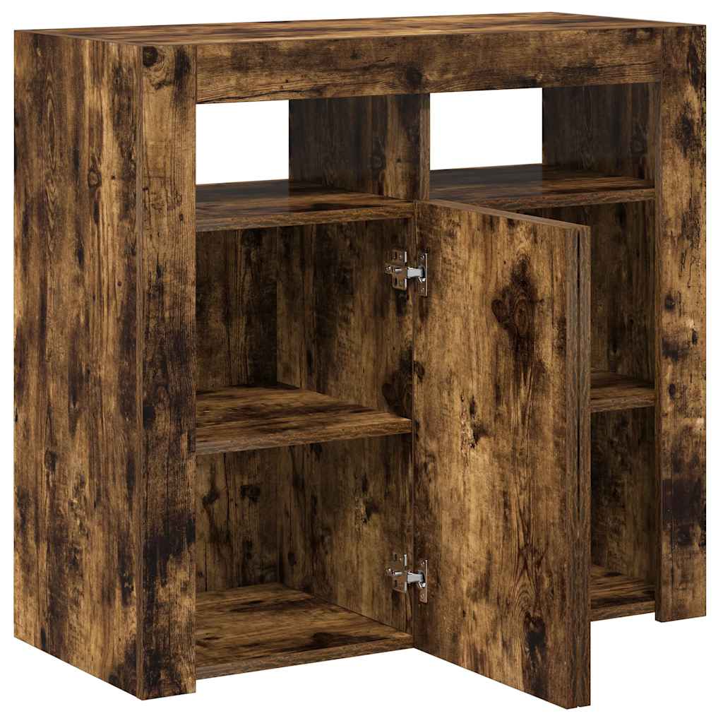 Credenza con Luci LED Rovere Fumo 80x35x75 cm - homemem39