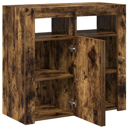 Credenza con Luci LED Rovere Fumo 80x35x75 cm - homemem39