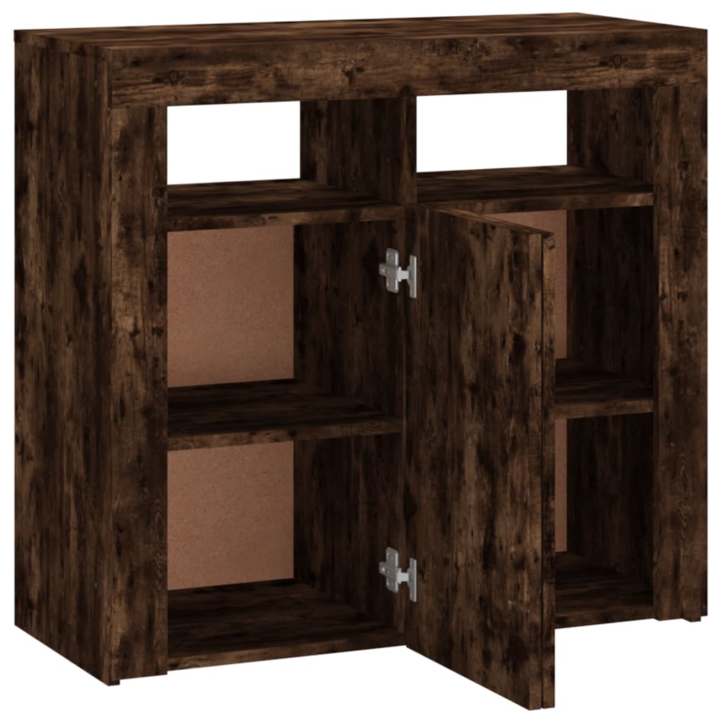 Credenza con Luci LED Rovere Fumo 80x35x75 cm - homemem39