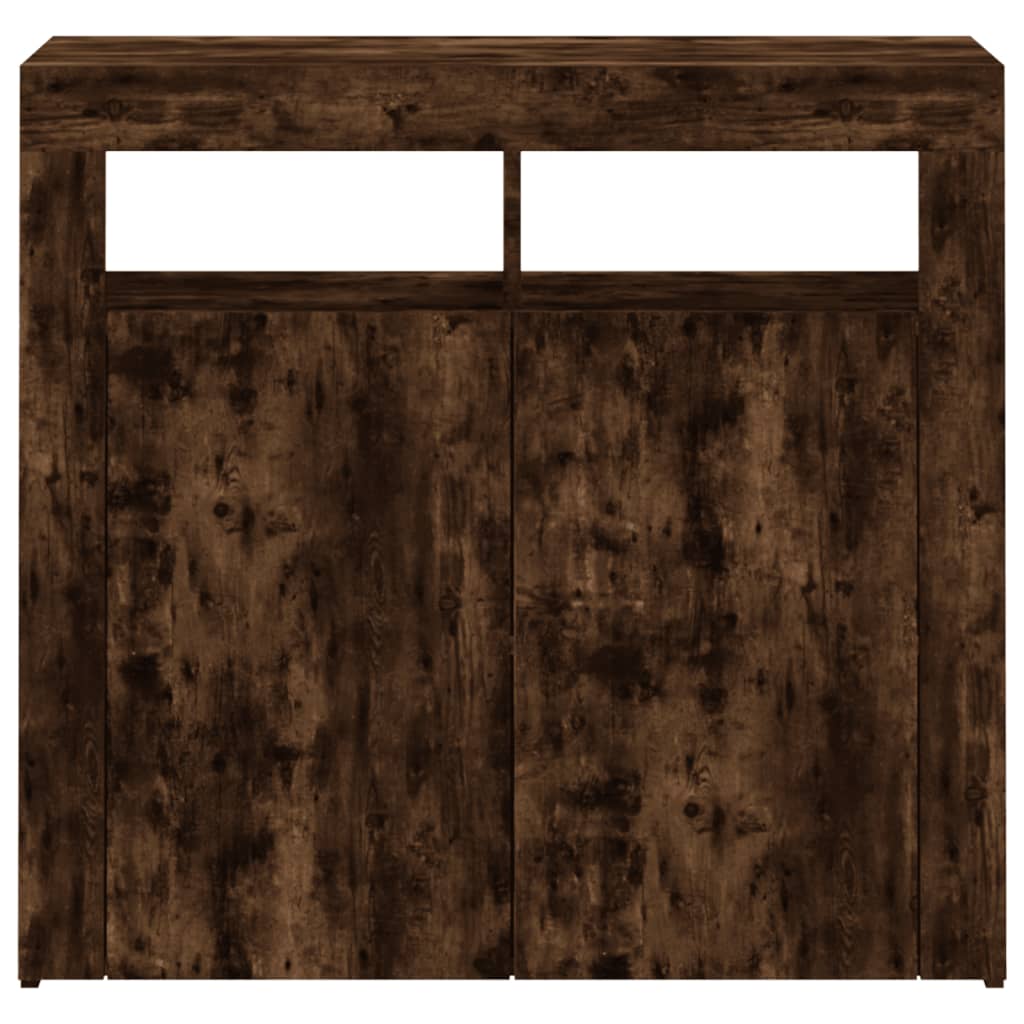 Credenza con Luci LED Rovere Fumo 80x35x75 cm - homemem39