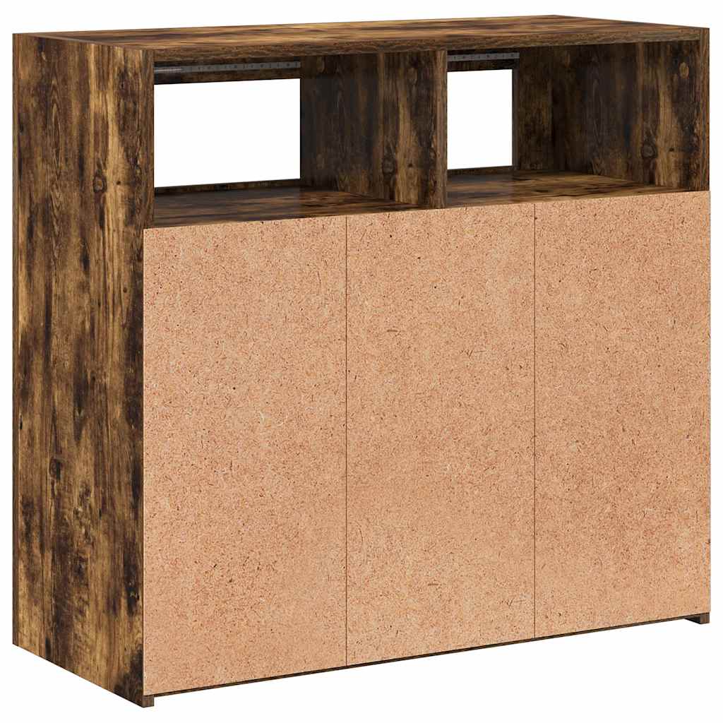 Credenza con Luci LED Rovere Fumo 80x35x75 cm - homemem39