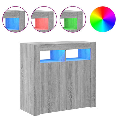 Credenza con Luci LED Grigio Sonoma 80x35x75 cm - homemem39