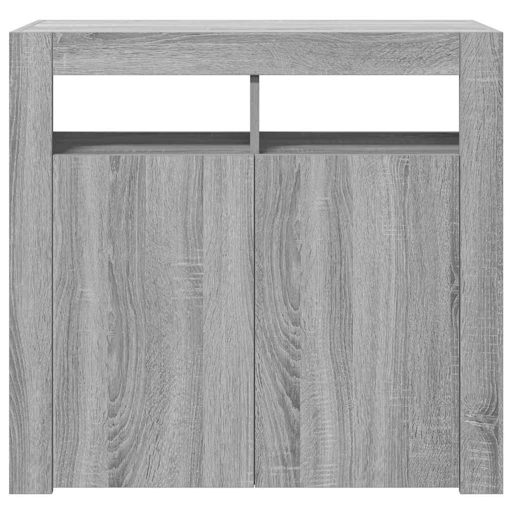 Credenza con Luci LED Grigio Sonoma 80x35x75 cm - homemem39