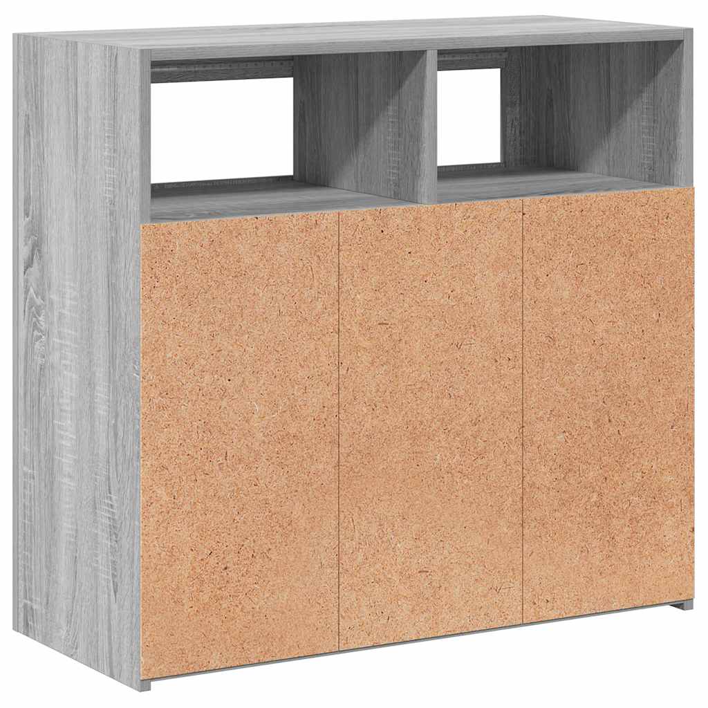 Credenza con Luci LED Grigio Sonoma 80x35x75 cm - homemem39