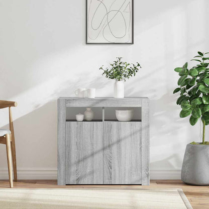 Credenza con Luci LED Grigio Sonoma 80x35x75 cm - homemem39