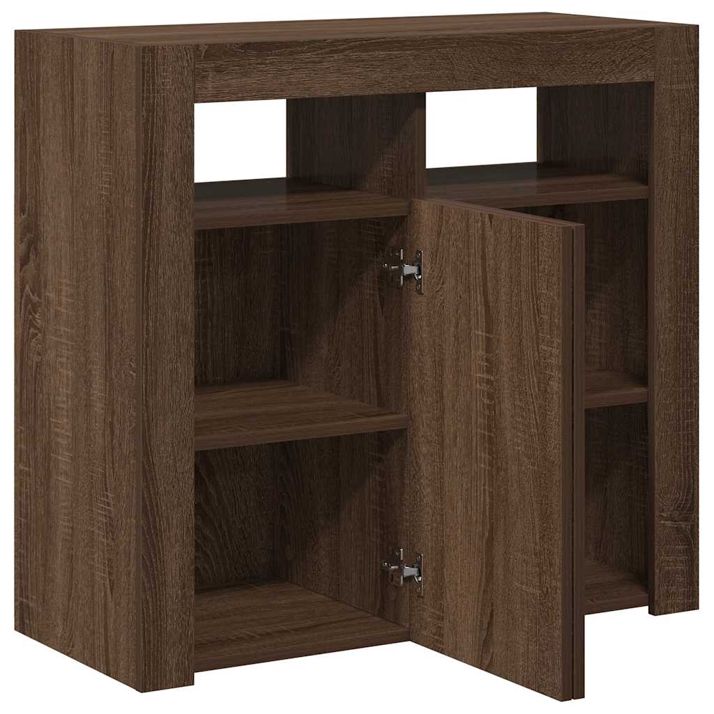 Credenza con Luci LED Rovere Marrone 80x35x75 cm - homemem39