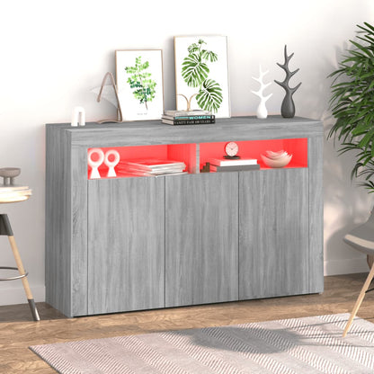 Credenza con Luci LED Grigio Sonoma 115,5x30x75 cm - homemem39