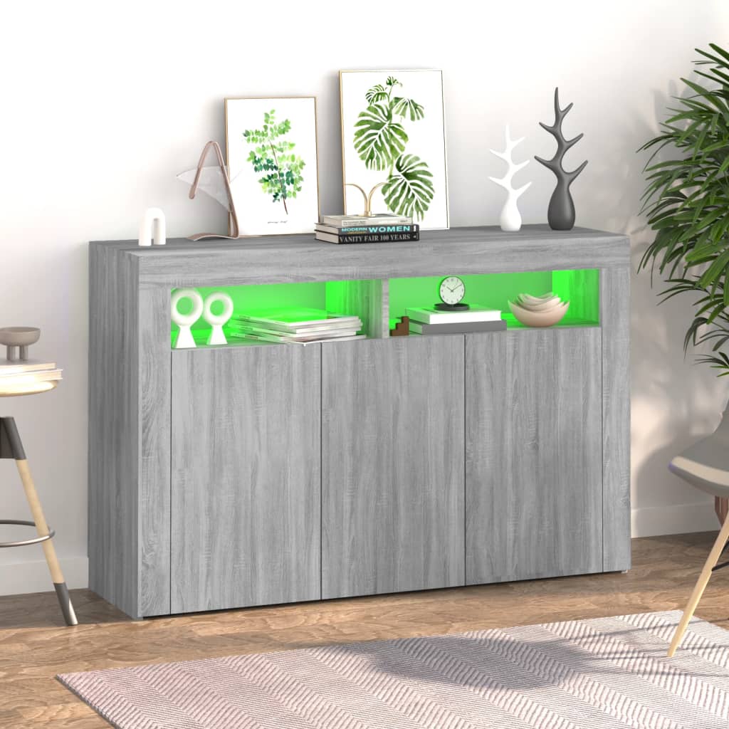 Credenza con Luci LED Grigio Sonoma 115,5x30x75 cm - homemem39