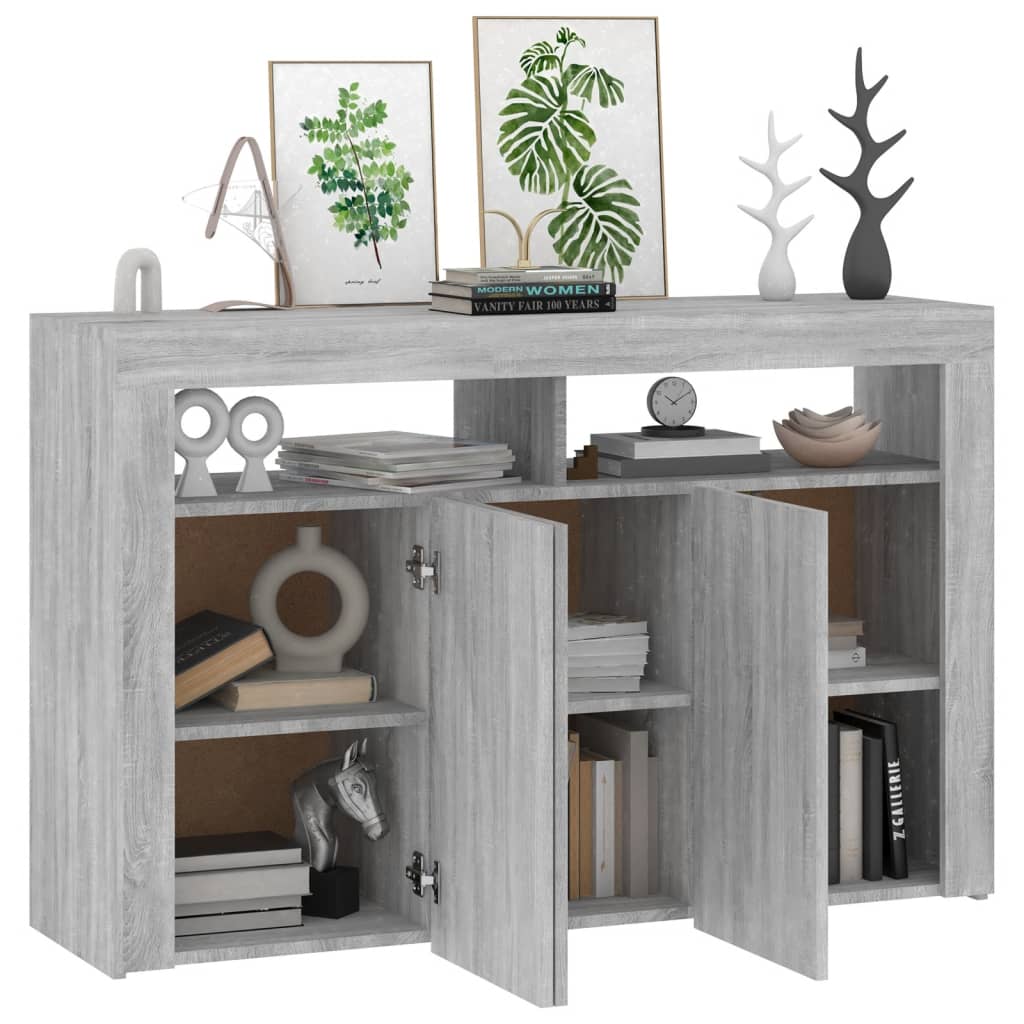 Credenza con Luci LED Grigio Sonoma 115,5x30x75 cm - homemem39