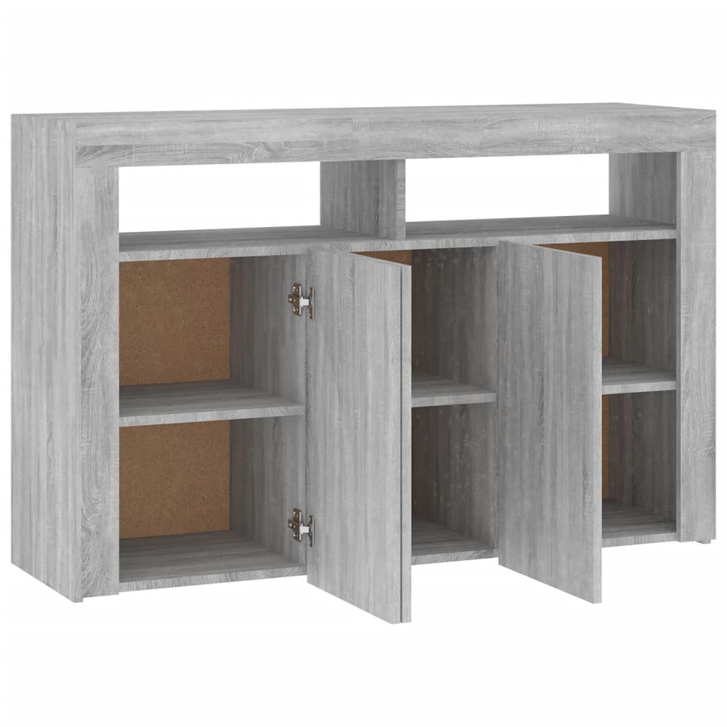 Credenza con Luci LED Grigio Sonoma 115,5x30x75 cm - homemem39