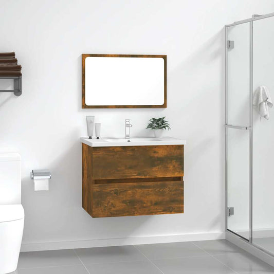 Set Mobili da Bagno 2 pz Rovere Fumo in Legno Multistrato | homemem39